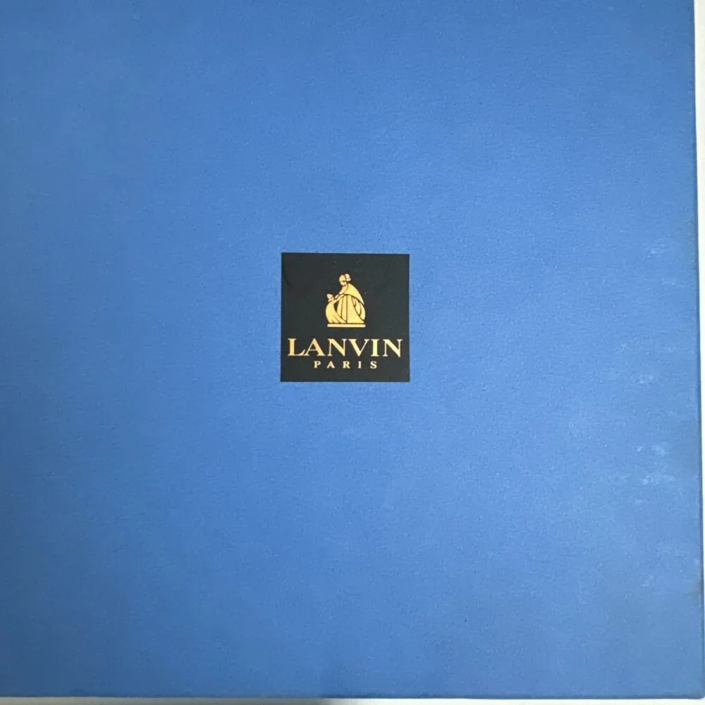 Lanvin Paris Porcelain Set of 2 Serving plate dish Trinket Dish White & Blue